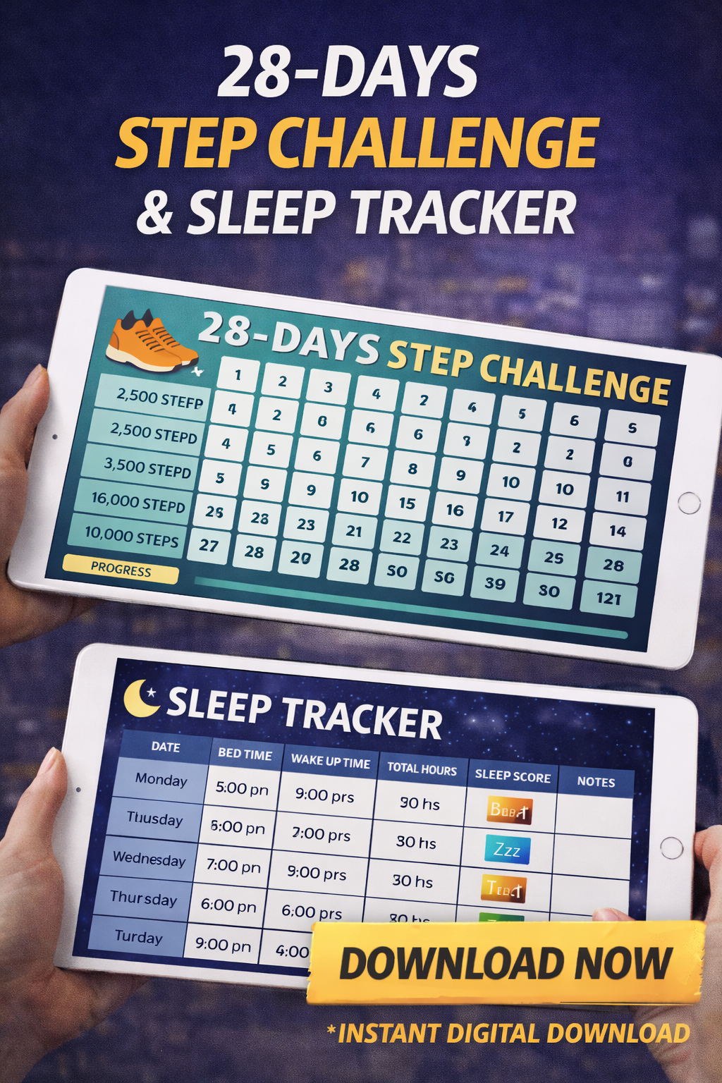 28 Days Step Challenge and Sleep Tracker
